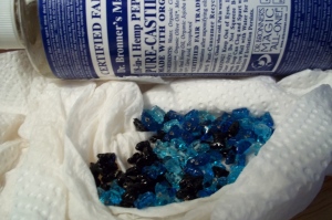 Old beads, and sometimes new, need to be washed before handling to remove dust, residue and chemical.  Dr. Bronner's Magic Soap is a great gentle wash.  What do you use?